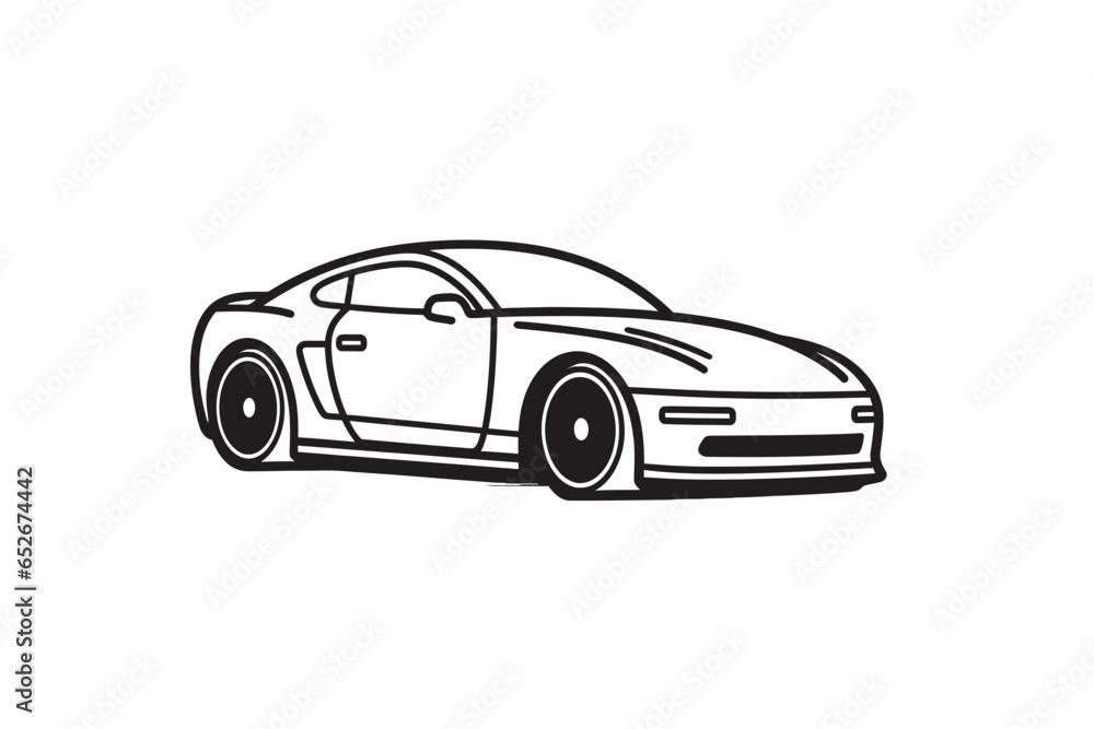 Line icon car for web, white background