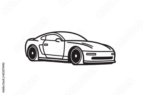 Line icon car for web, white background