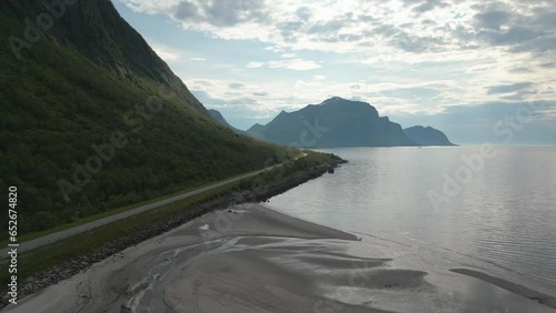 Aerial view of Storvika beach, Norway photo