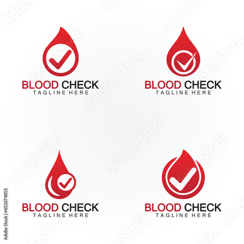 Blood drop check logo icon vector design template
