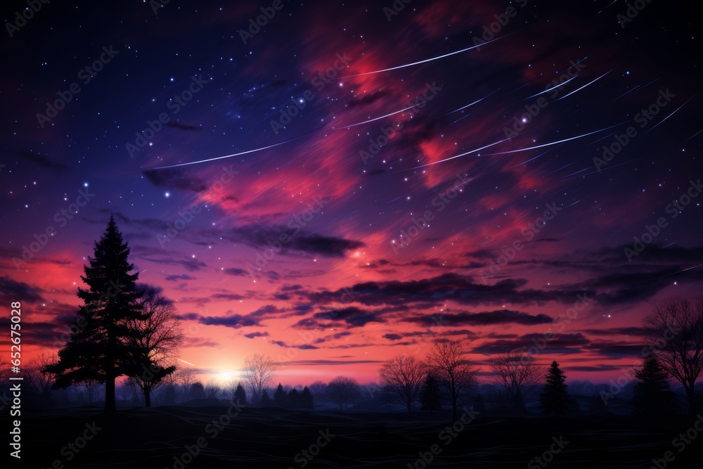Fireworks trail streaking across the night sky, Generative AI Fireworks trail streaking across the night sky, Generative AI