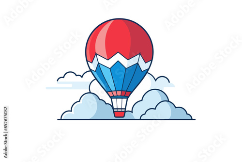 Line icon hot air ballon for web, white background