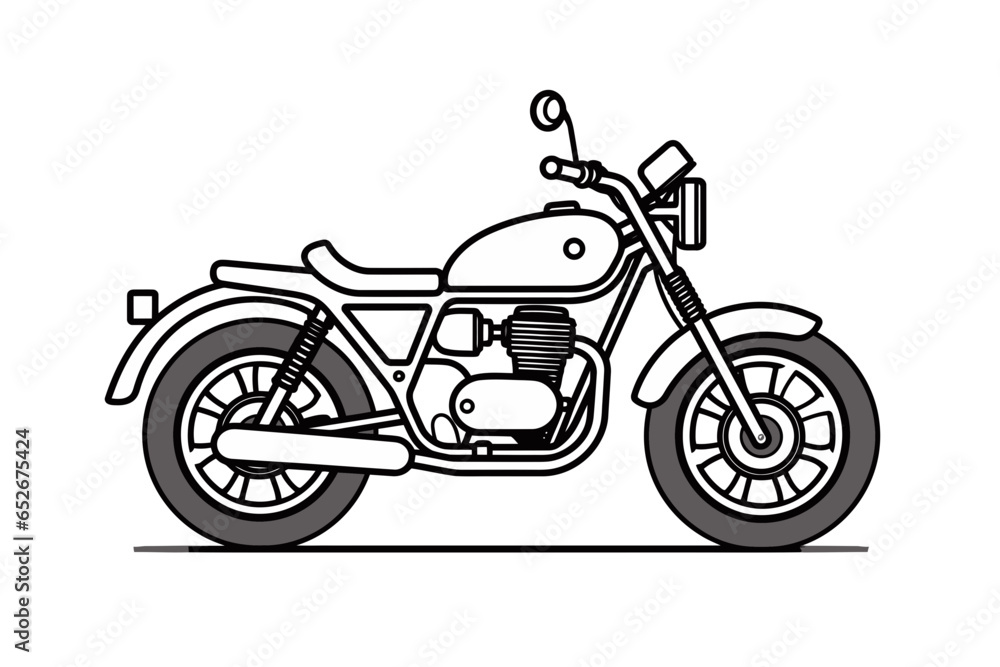 Line icon motorcycle for web, white background