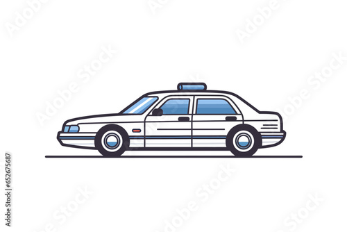 Line icon police car for web, white background