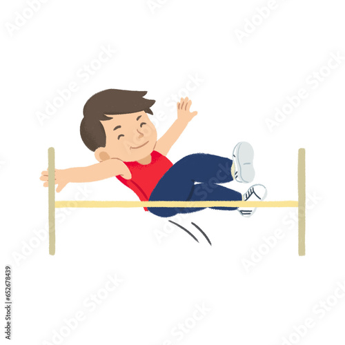 Boy high jump hand drawn illustration
