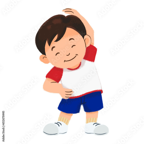 Boy warm up hand drawn illustration