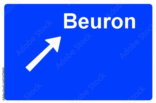 Illustration eines Autobahn-Ausfahrtschildes mit der Beschriftung "Beuron"