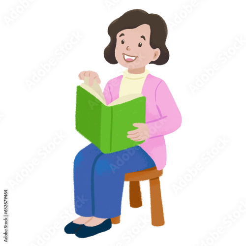Woman story telling hand drawn illustration