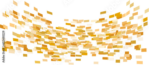 Scattered square particles ornament. Mosaic flight wind. Windy destroyed cell wall. Flight colored tiles flock direction stream.Leaf fall conditional parts single whole. Crash curved surface.