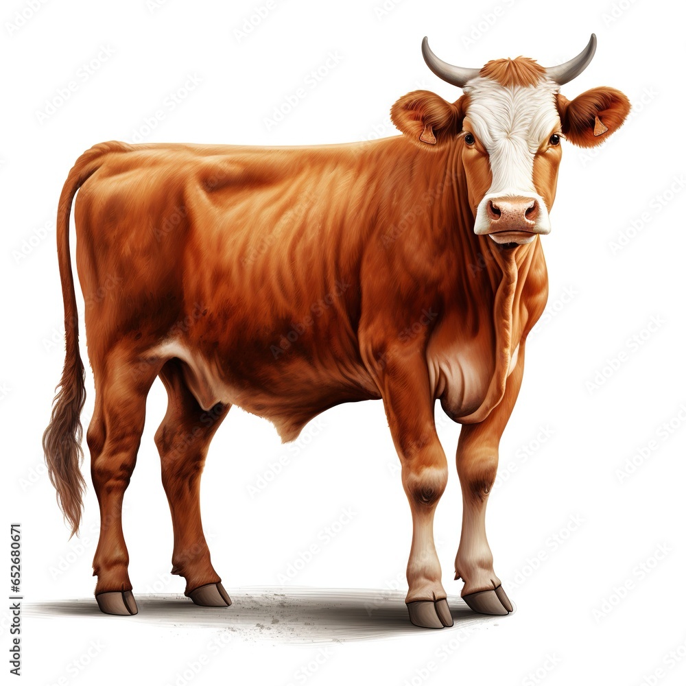 red cow on white background