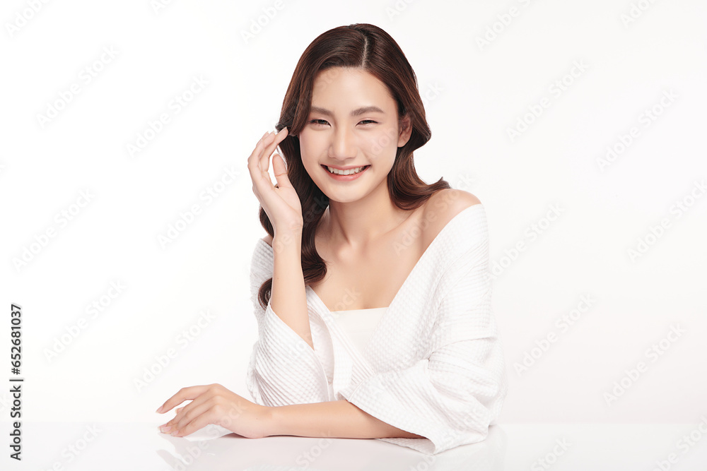 Beautiful young asian woman with clean fresh skin on white background, Face care, Facial treatment, Cosmetology, beauty and spa, Asian women portrait. Beautiful young asian woman with clean fresh skin on white background, Face care, Facial treatment, Cosmetology, beauty and spa, Asian women portrait.