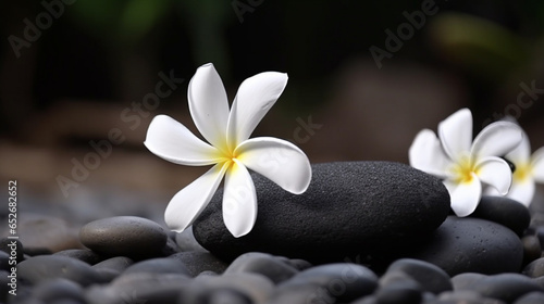 Spa stones and white flowers