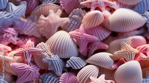 Beautiful seashells, natural colors & pastel pink