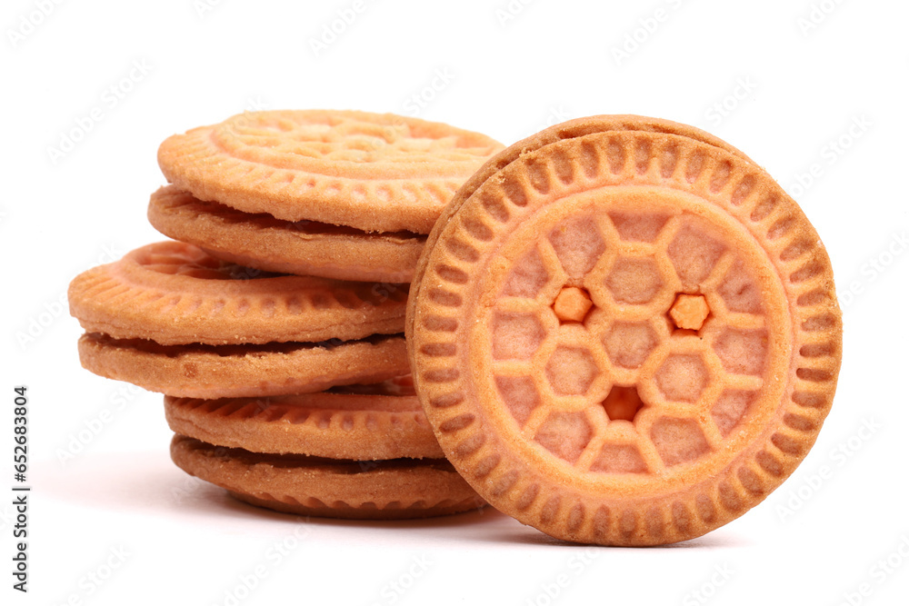 Cream Cookies on white background, new angles Cream Cookies on white background, new angles
