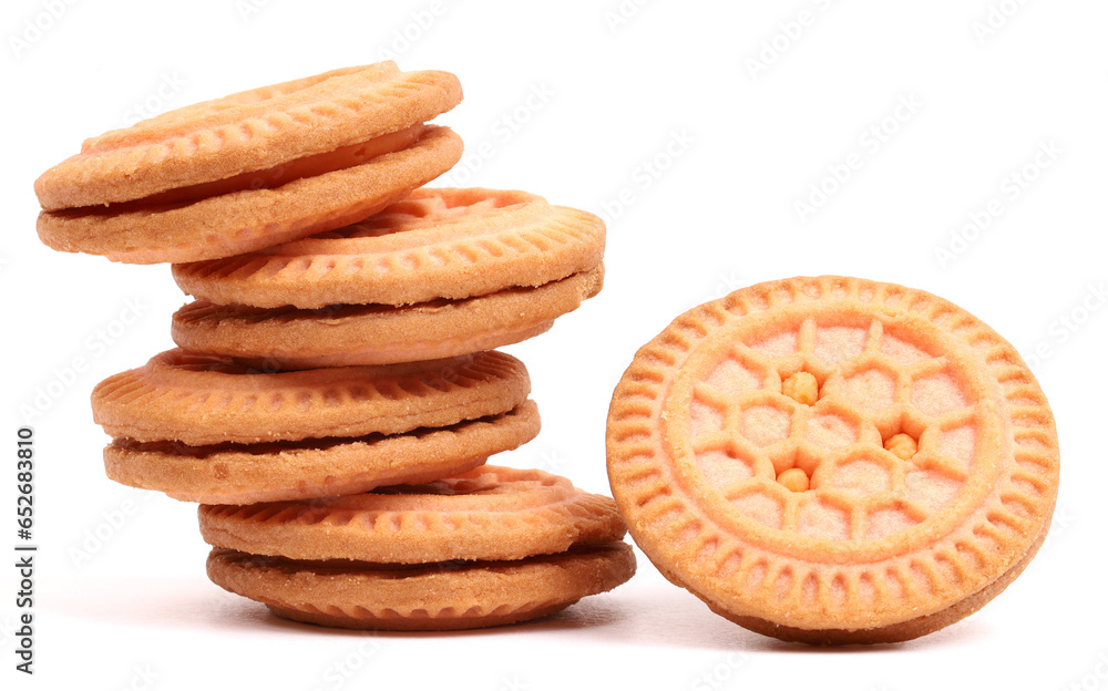 Cream Cookies on white background, new angles Cream Cookies on white background, new angles