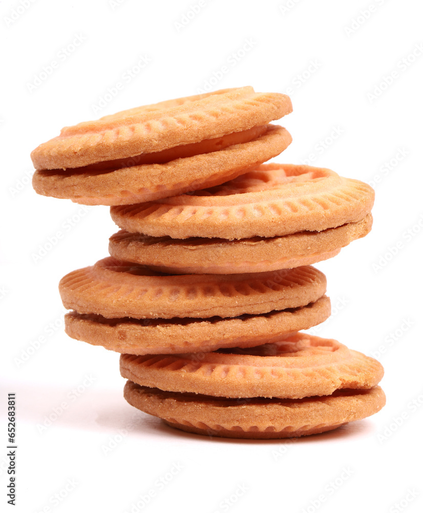 Cream Cookies on white background, new angles Cream Cookies on white background, new angles