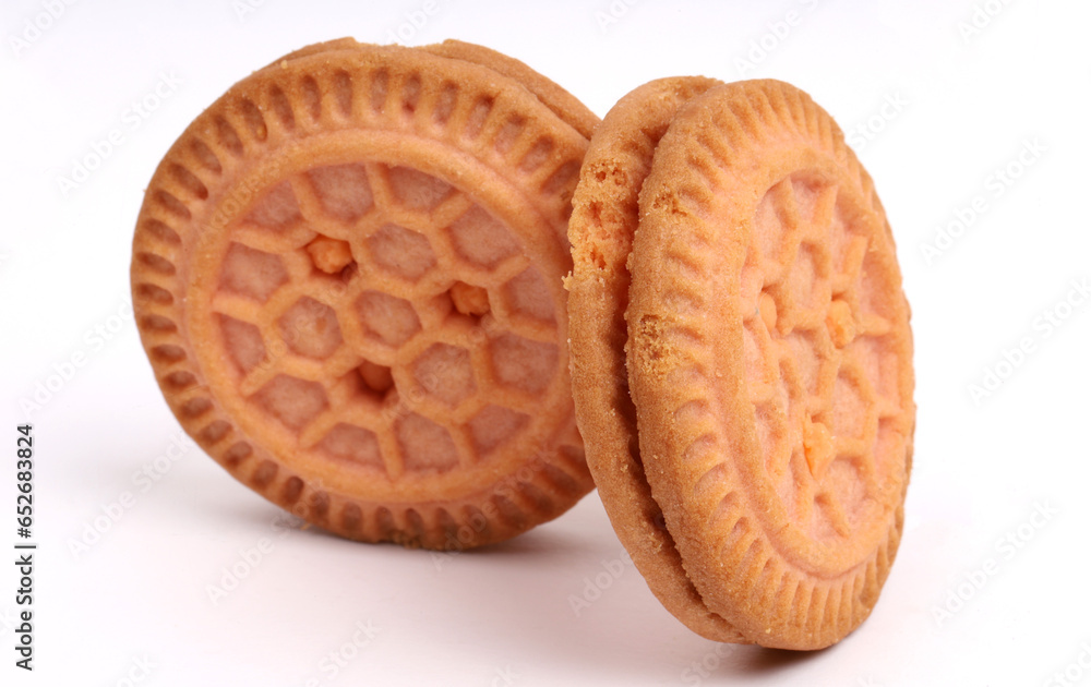 Cream Cookies on white background, new angles Cream Cookies on white background, new angles