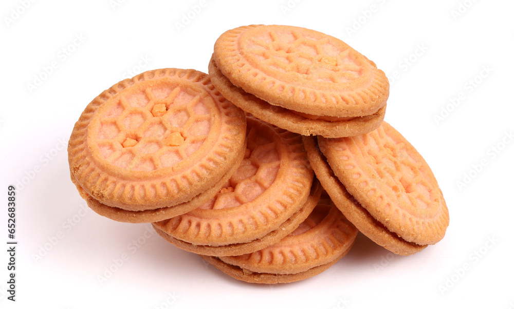 Cream Cookies on white background, new angles Cream Cookies on white background, new angles