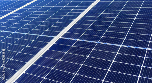 Blue Solar panel background texture. Solar panels pattern for sustainable energy. Renewable solar energy. Alternative energy..