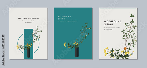 Flower background design template, ikebana, stylish and sophisticated style, throw in
