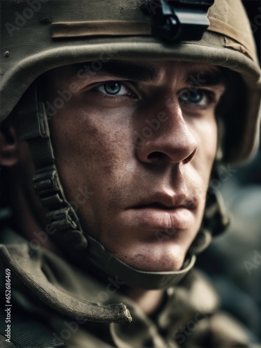 Photography of an ultra realistic Soldier in dramatic light © magr80