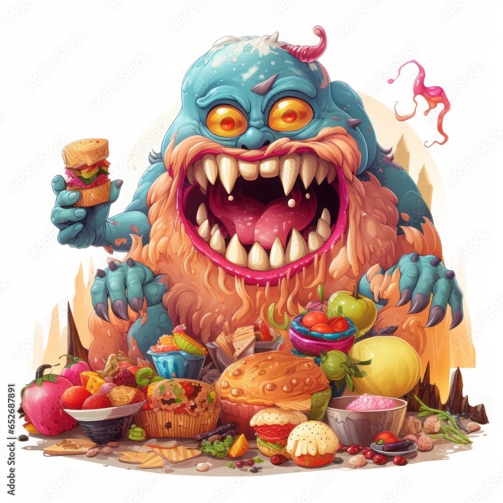 monster glutton on white background. monster glutton on white background.