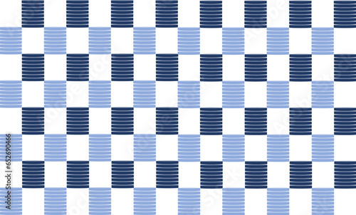 blue and white fabric, Two tone blue strip and Checkerboard repeat pattern, replete image, design for fabric design printing or background or print structure
