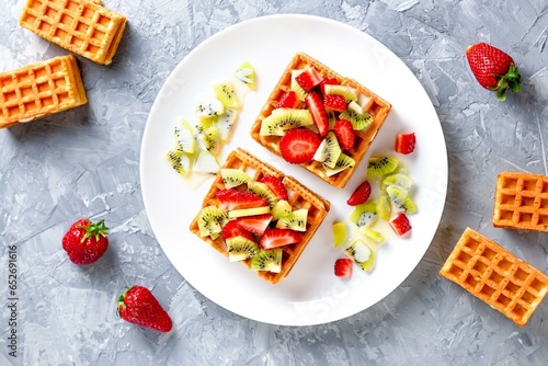 Belgian Waffles with Fruits