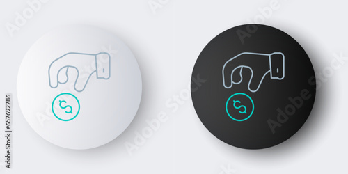 Line Donate or pay your zakat as muslim obligatory icon isolated on grey background. Muslim charity or alms in ramadan kareem before eid al-fir. Colorful outline concept. Vector