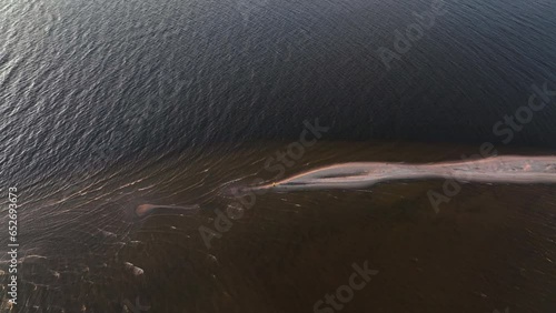 Aerial overview of sea dunes in Kalajoen hiekkasarkat, summer evening in Finland photo