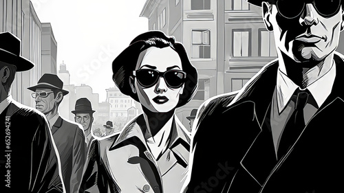 Graphic Novel Illlustration of a Super Spy.  Generative AI.
A digital illustration of a super spy in a graphic novel style.  