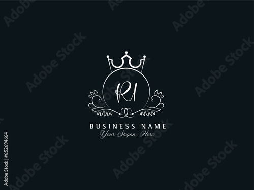Professional RI Logo Icon, Abstract Ri ir Luxury Signature Logo Letter