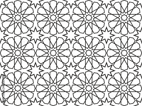 abstract seamless pattern in arabian style. floral arabesque decorative lattice. Islamic black and white vector pattern. Geometric ornaments based on traditional arabic art. Turkish  Moroccan design.