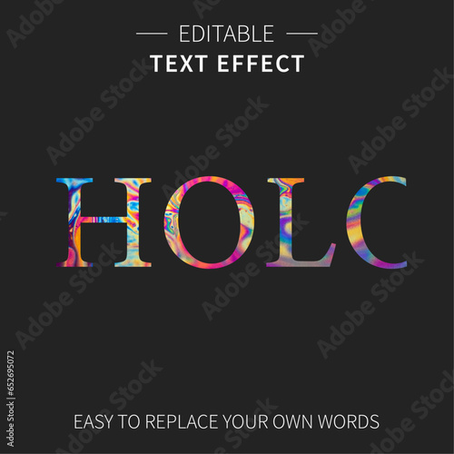Editable holographic text effect - Holographic Font style Text effect- Easy to replace your own words