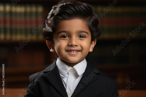 Indian little boy in lawyer uniform