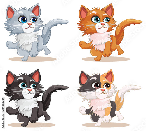 Set of cute cat cartoon