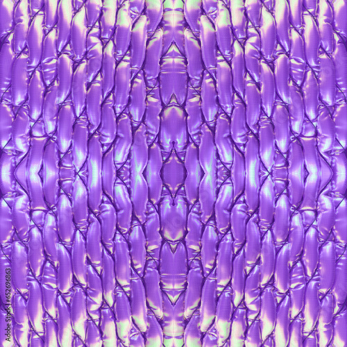 Symmetrical pattern of metallized inflated cylinders. 3d rendering digital illustration photo