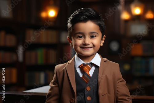 Indian little boy in professor costume