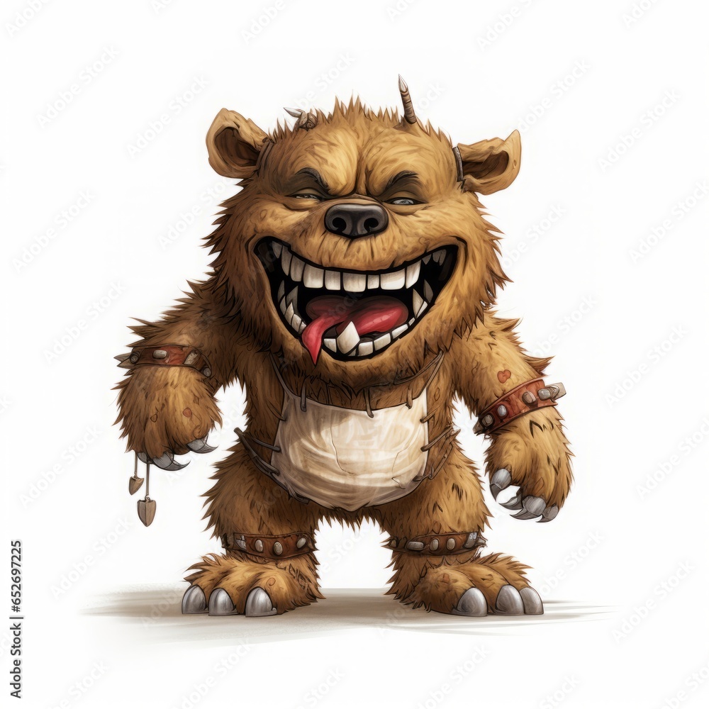 bear monster children's character. Cartoon design element on white background.