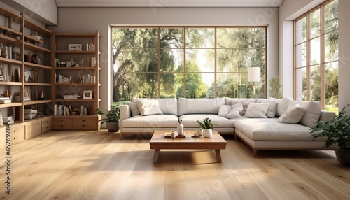 living room with oak floor