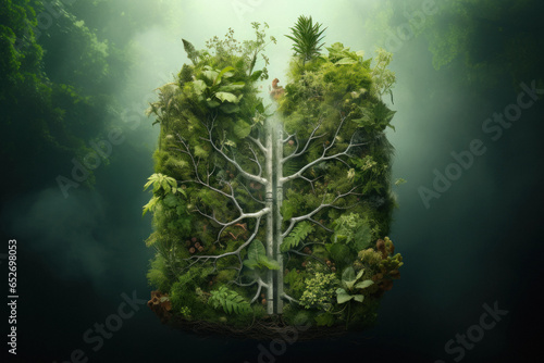Lung green tree-shaped, medical concepts