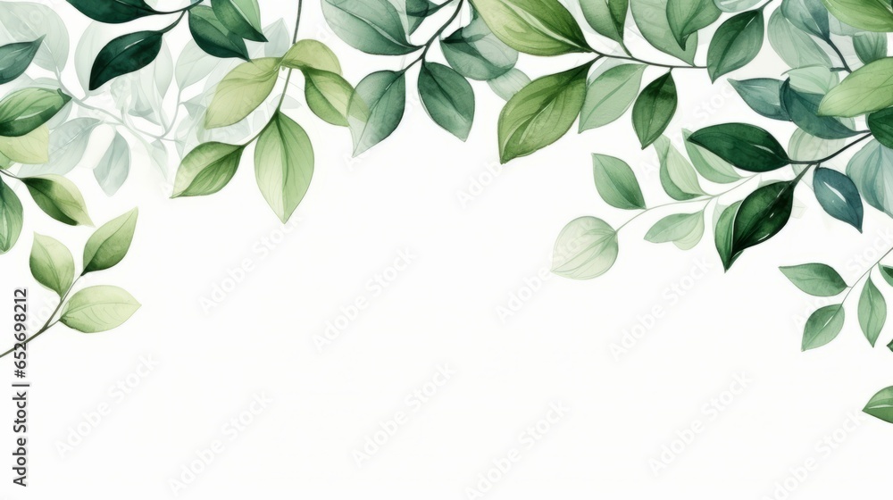 Naklejka premium Hand painted foliage pattern, seamless floral print with green leaves, watercolor illustration Collection isolated white background suitable for Wedding Invitation, wallpapers, textile or cover