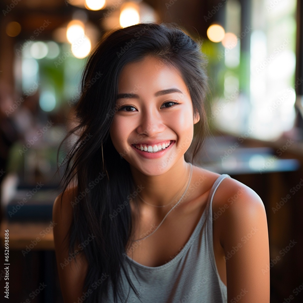 Portrait of a beautiful Asian woman is smiling. Portrait of a beautiful Asian woman is smiling.