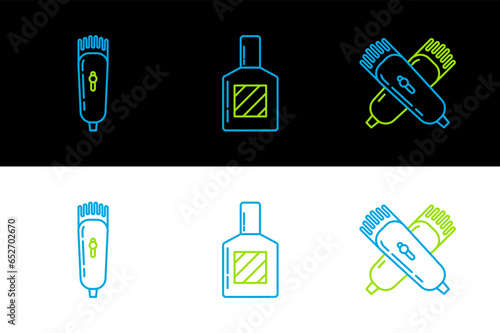 Set line Crossed electrical hair clipper or shaver, Electrical and Aftershave icon. Vector