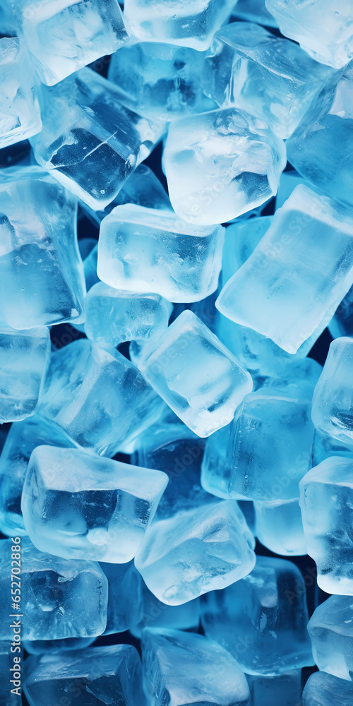 Ice cubes bluish background. Frozen water. Cold fresh concept. Generative AI Ice cubes bluish background. Frozen water. Cold fresh concept. Generative AI