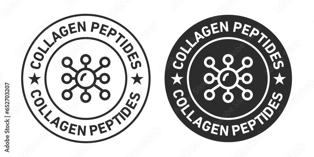 Collagen Peptides rounded vector symbol set on white background