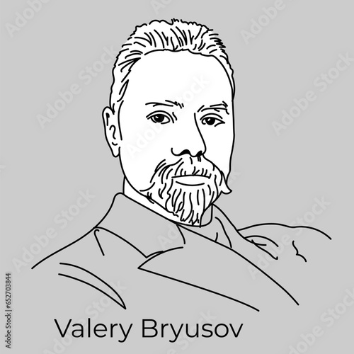 Valery Bryusov - Russian poet, prose writer, playwright, translator, literary critic and historian. Hand drawn vector illustration.