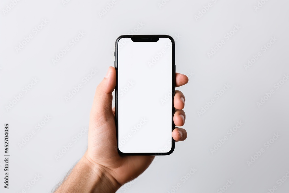hand holding phone with isolated on the background.