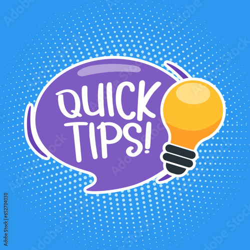 Quick tips creative vector background with bulb.