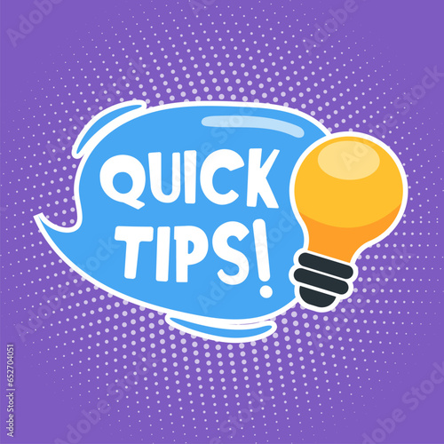 Quick tips creative vector background with bulb.